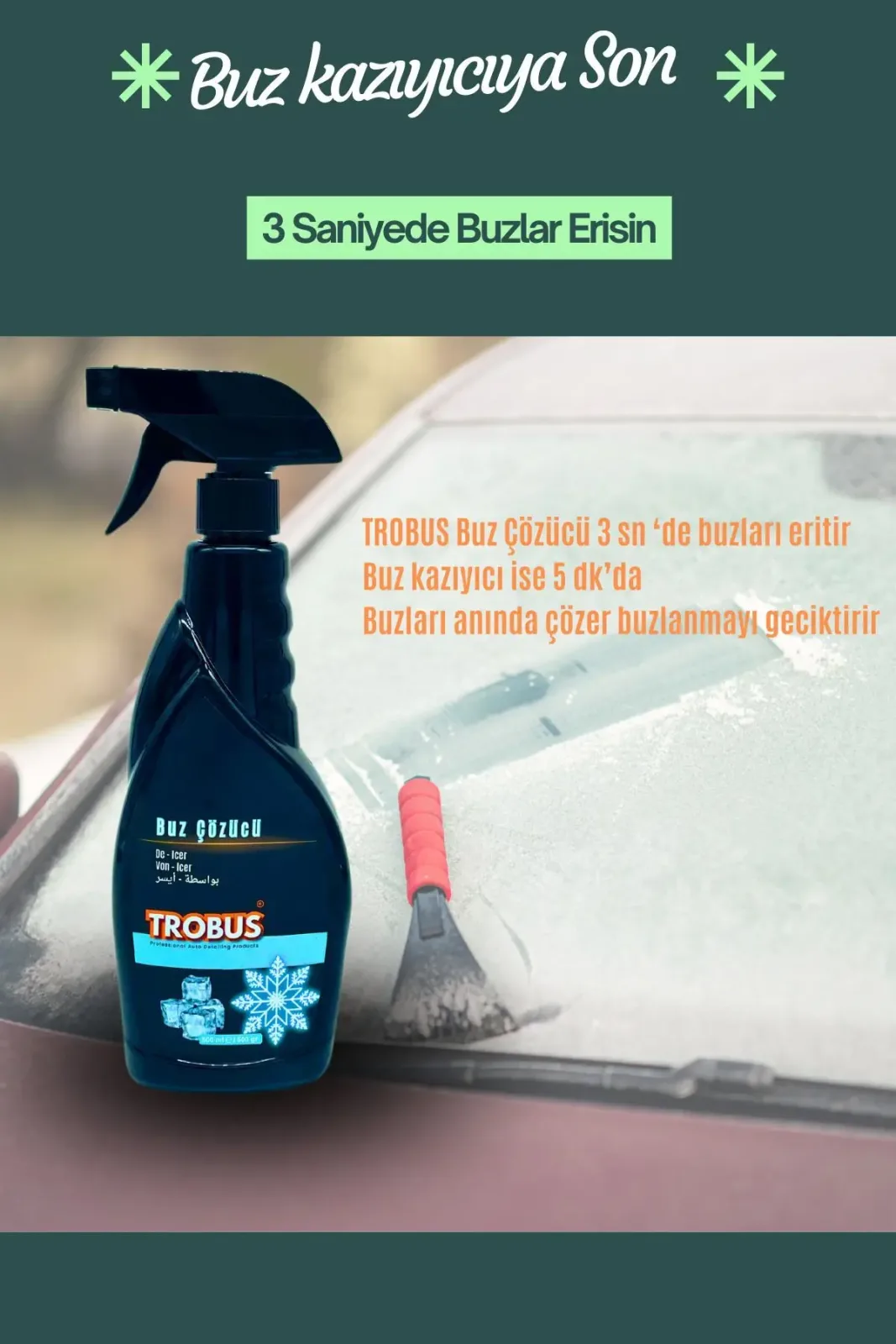 Buz Çözücü Sprey Don Ve Buzlanmaya Karşı Etkili Çözüm – Sprey 500 ml