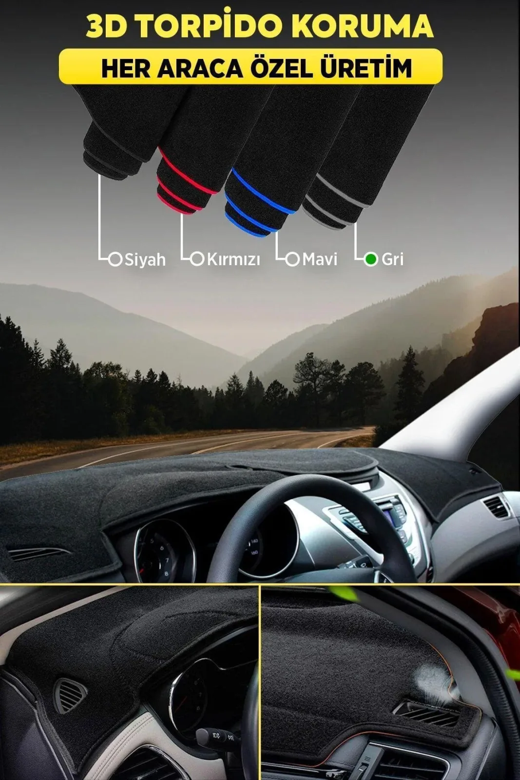 Cıtroen Berlingo 2018+ - 3D Torpido Koruma Kılıfı - Ön Göğüs Kaplama - Gri Şerit TROBUS Berlingo
