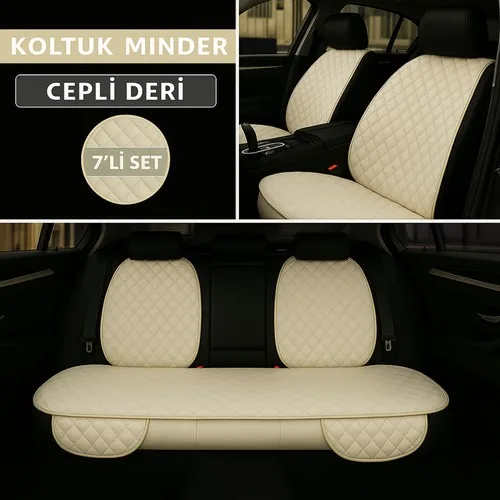 Cupra Formentor 2020–SONRASI Uyumlu 7 Parça Kapitone Araba Koltuk Minderi Deri Bej - Kaymaz | Trobus