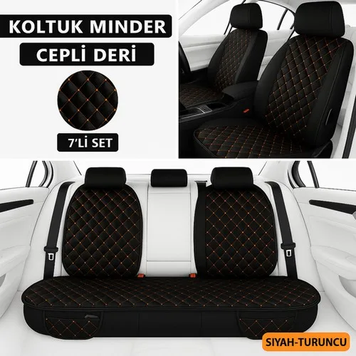 Daihatsu Leeza 1986–1993 Uyumlu 7 Parça Kapitone Araba Koltuk Minderi Deri Siyah Sarı - Kaymaz | Trobus