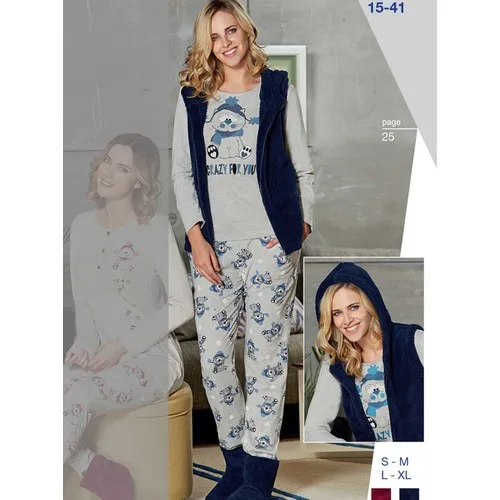 Dowry 15-41 Kışlık Bayan 3'Lü  Pijama Takımı