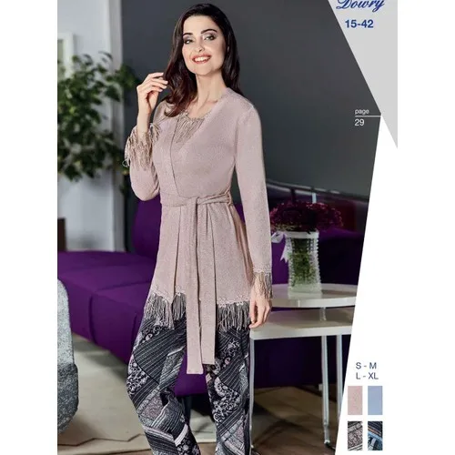 Dowry 15-42 Kışlık Bayan 3'Lü  Pijama Takımı