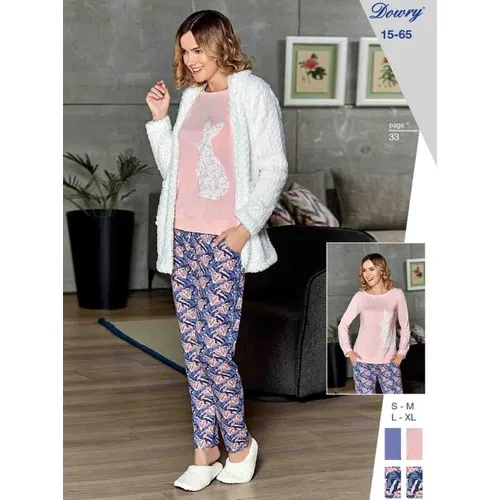Dowry 15-65 Kışlık Bayan 3'Lü  Pijama Takımı