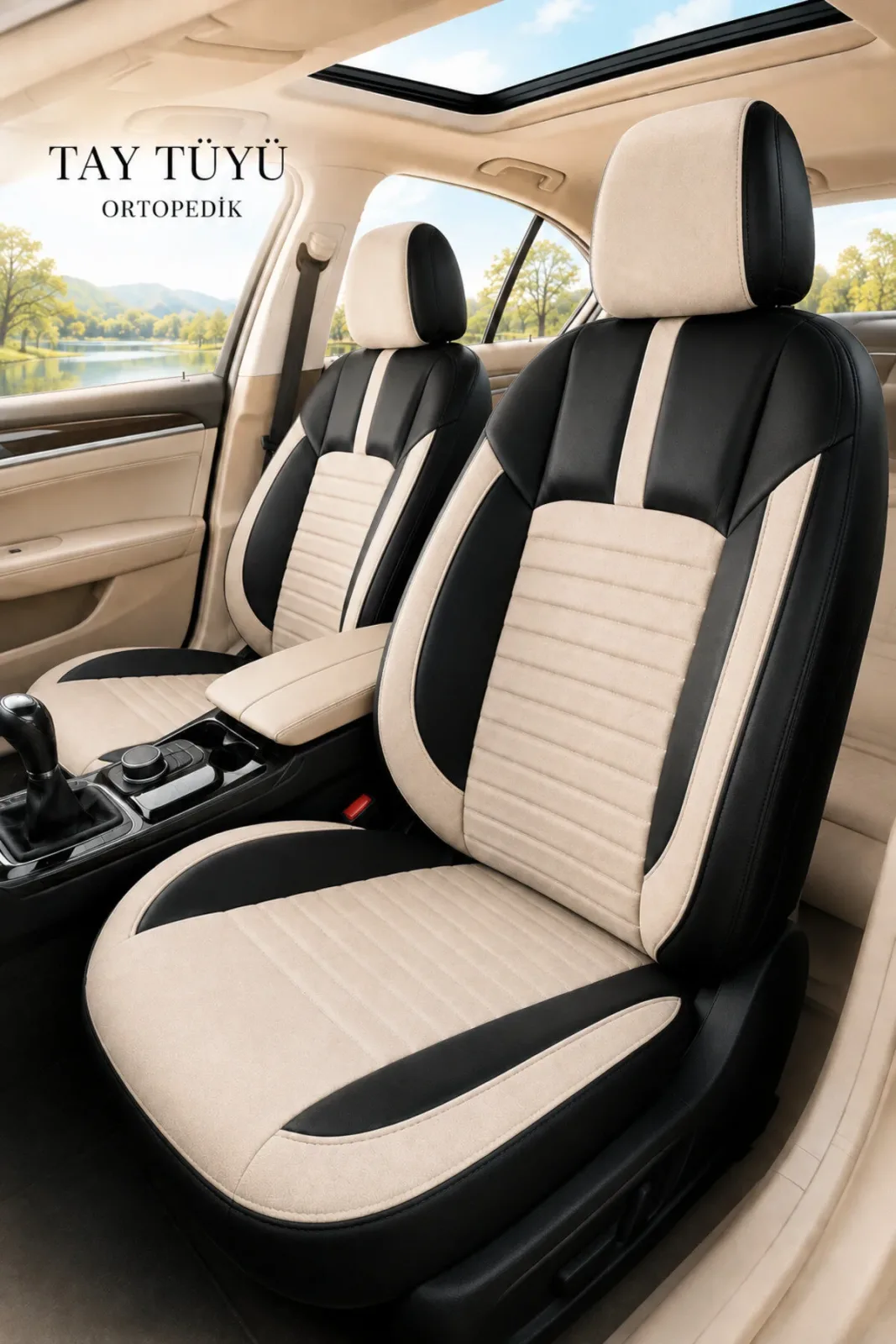 Fiat Egea HB 2017+ Uyumlu İnci Serisi Tay Tüyü Siyah Kırmızı Premium Koltuk Kılıfı