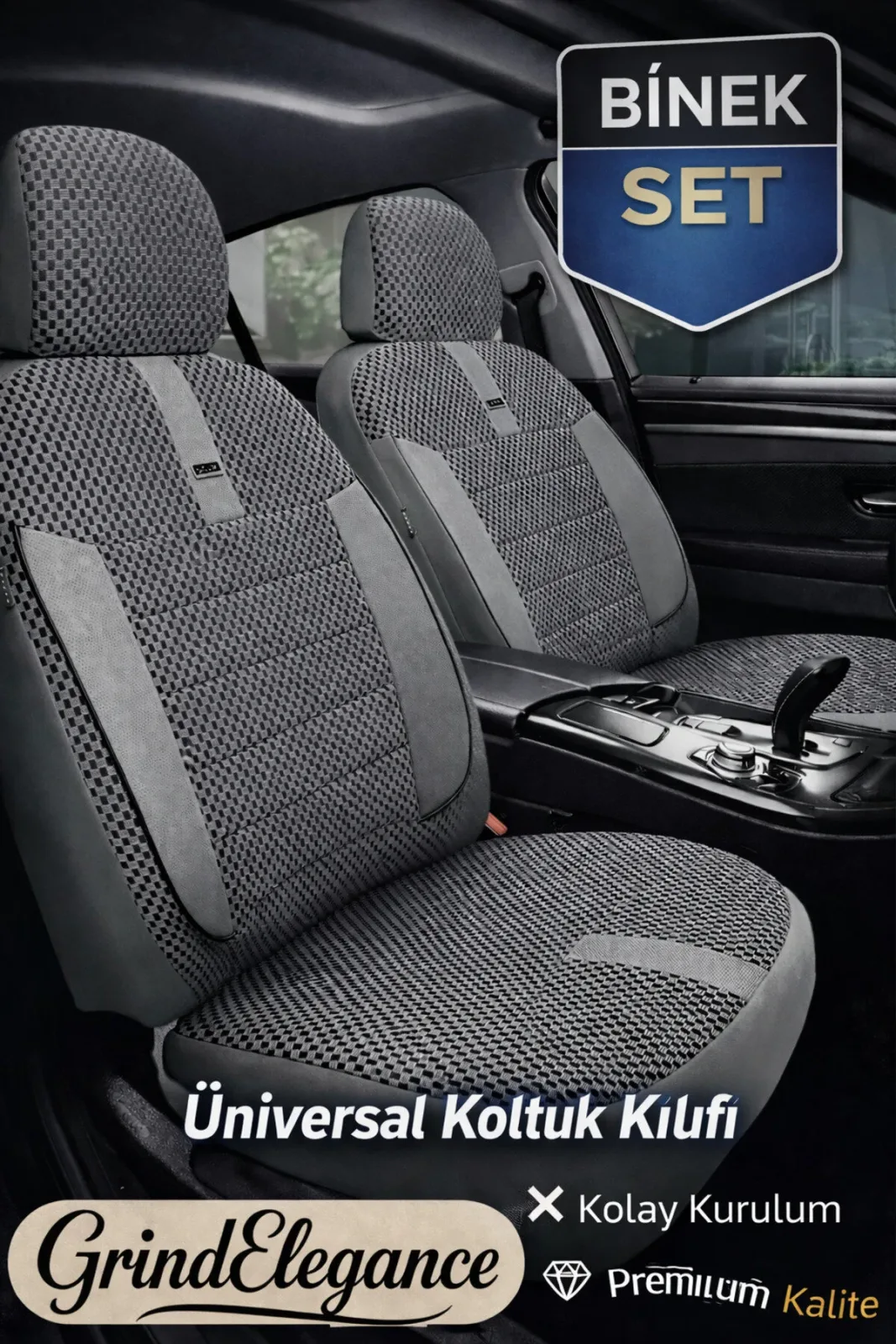 Fiat Siena 1998-2002 Bütün Arka Sırt Oturak Uyumlu Vira GrindElegance Gri Koltuk Kılıfı