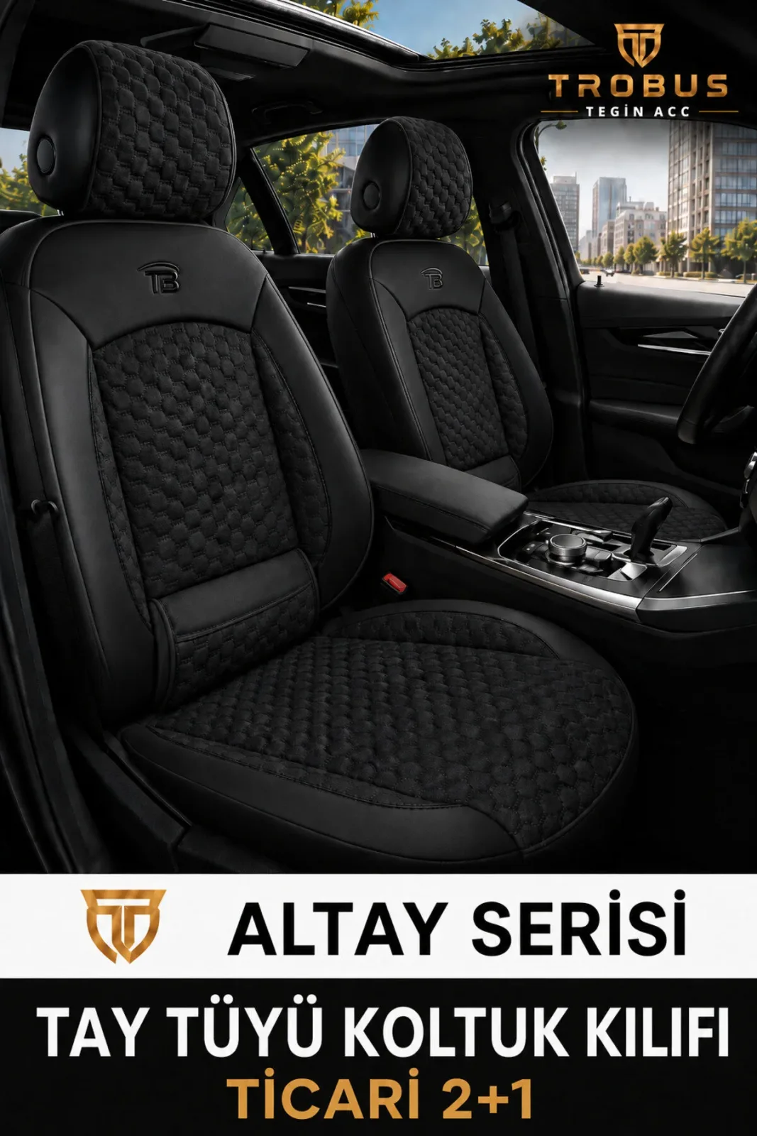 Kia Sportage 2004-2010 2+1 Arka Sırt Oturak Uyumlu Altay Serisi Siyah Koltuk Kılıfı