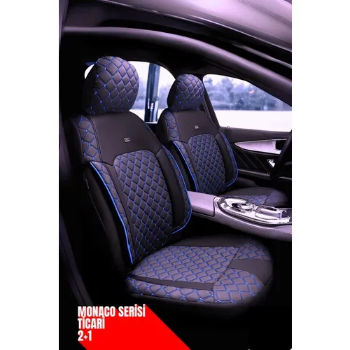 Škoda Octavia 1 1996-2004 – Ticari Araç 2+1 Uyumlu Monaco Serisi Eviza Koltuk Kılıfı – Siyah/mavi, Kolay Montaj