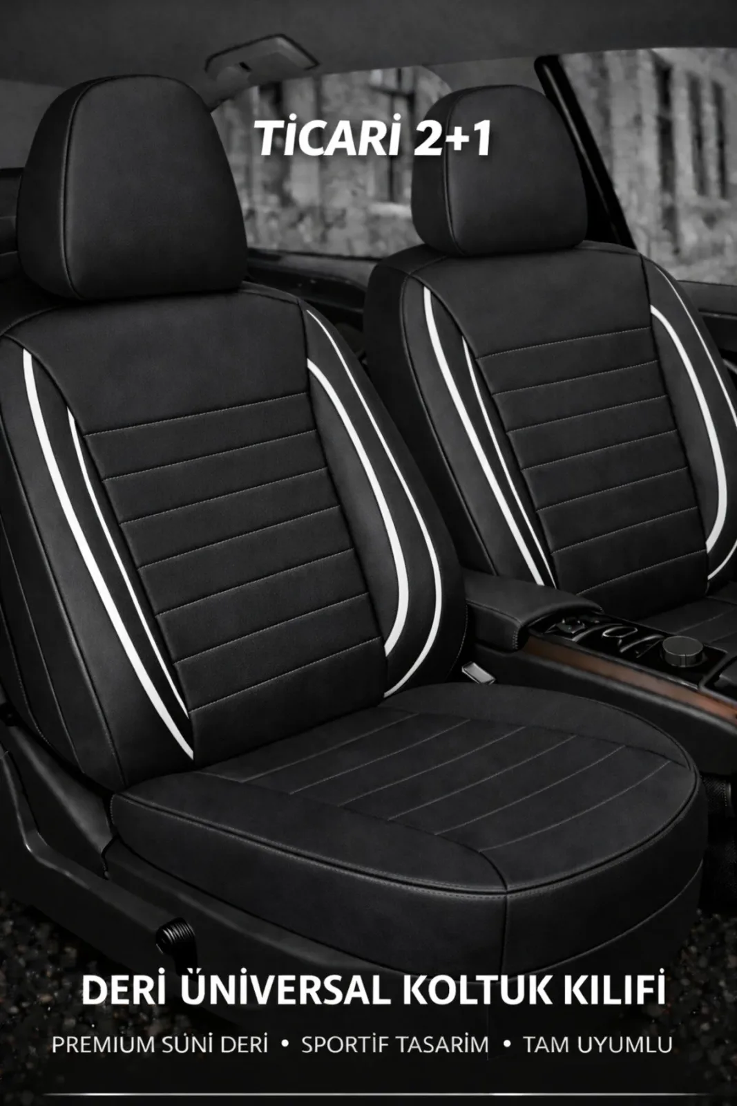 Mercedes C200d 2001-2005 2+1 Uyumlu Deri Koltuk Kılıfı Jetdrive Serisi Siyah