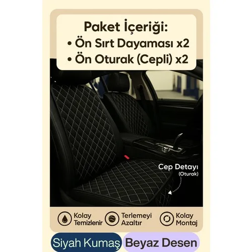 Mini Cabrio R57 2007-2014 Uyumlu Kumaş Oto Koltuk Minderi Ergonomik Kapitone 2'li Siyah Beyaz