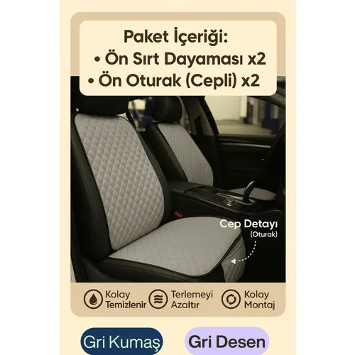 Mini Cooper One 2002-2006 Uyumlu Kumaş Oto Koltuk Minderi Ergonomik Kapitone 2'li Gri