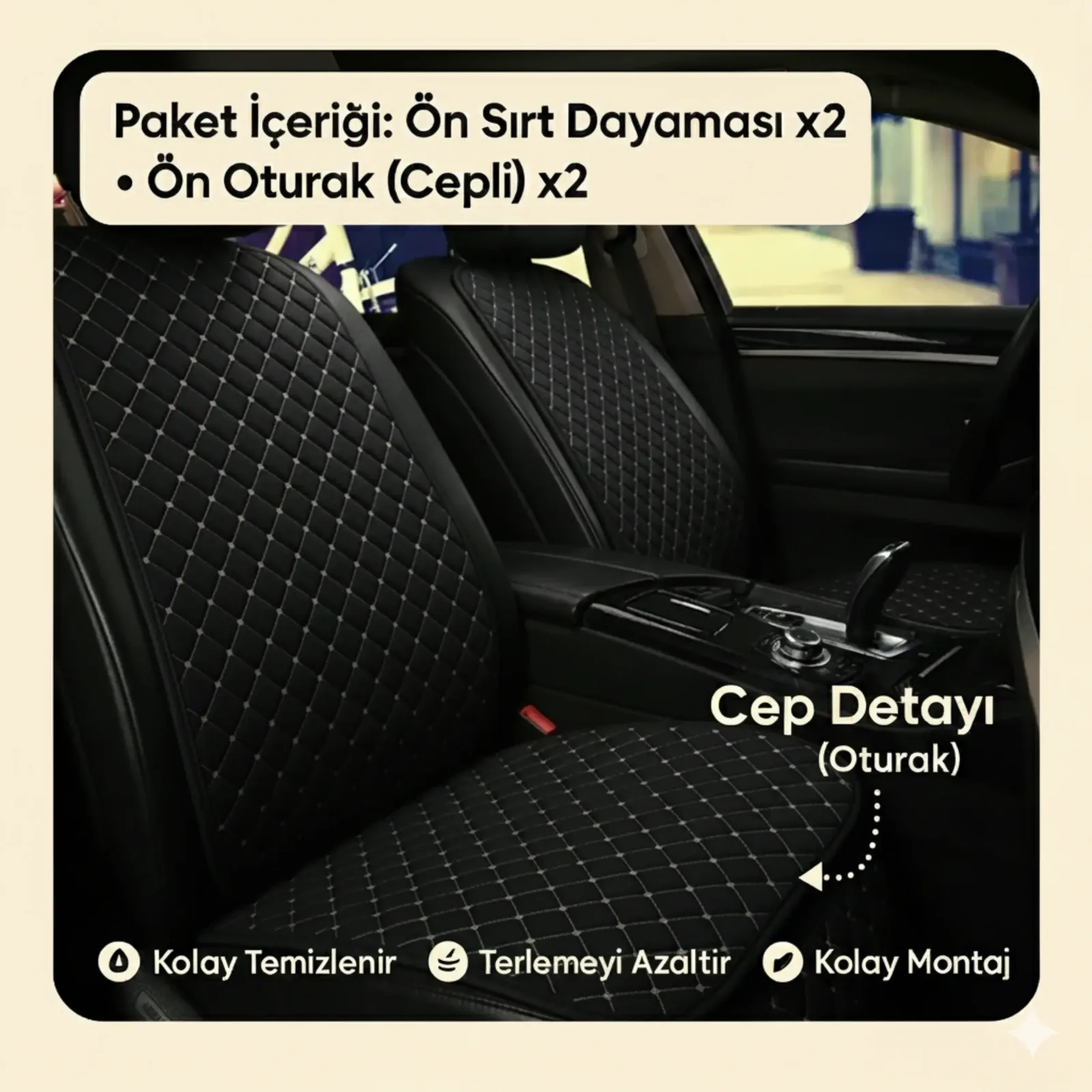Mini Countryman R60 2010-2016 Uyumlu Kumaş Oto Koltuk Minderi Ergonomik Kapitone 2'li Siyah Beyaz