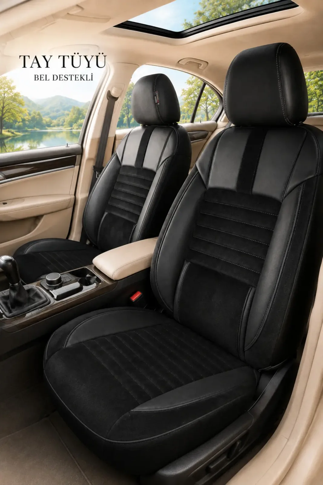 Mitsubishi ASX 2010+ Uyumlu Apex Serisi Tay Tüyü Bel Destekli Siyah Premium Koltuk Kılıfı