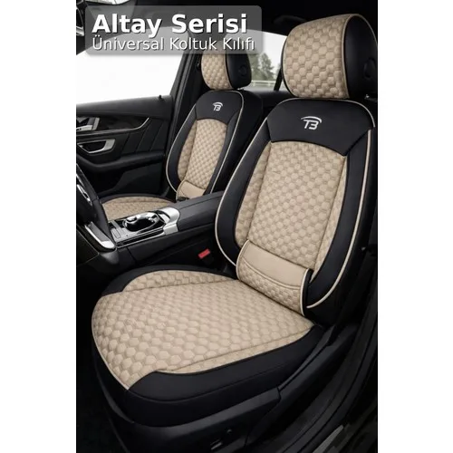 Opel Astra 2011-2015 - Altay Serisi Bel Destekli Koltuk Kılıfı (Ön+Arka) - Bej Siyah