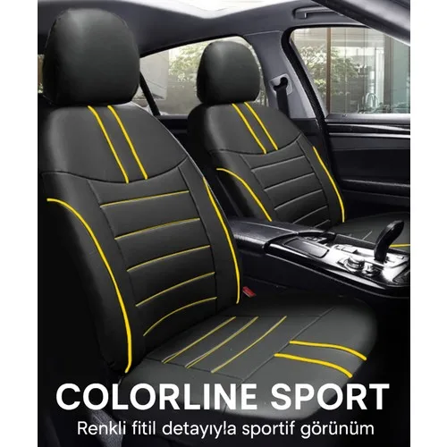 Proton Gen-2 2005–2012 Colorline Sport Serisi Deri Siyah Sarı Koltuk Kılıfı