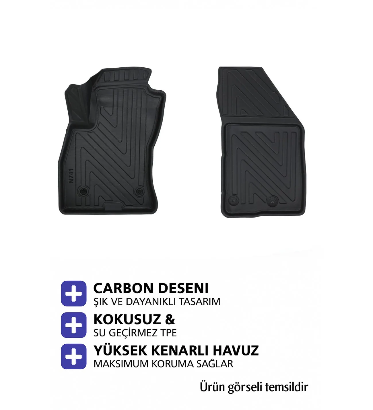 Renault Express Panelvan 2024 Carbon Desen Havuzlu Paspas | Kaymaz & Koku Yapmaz