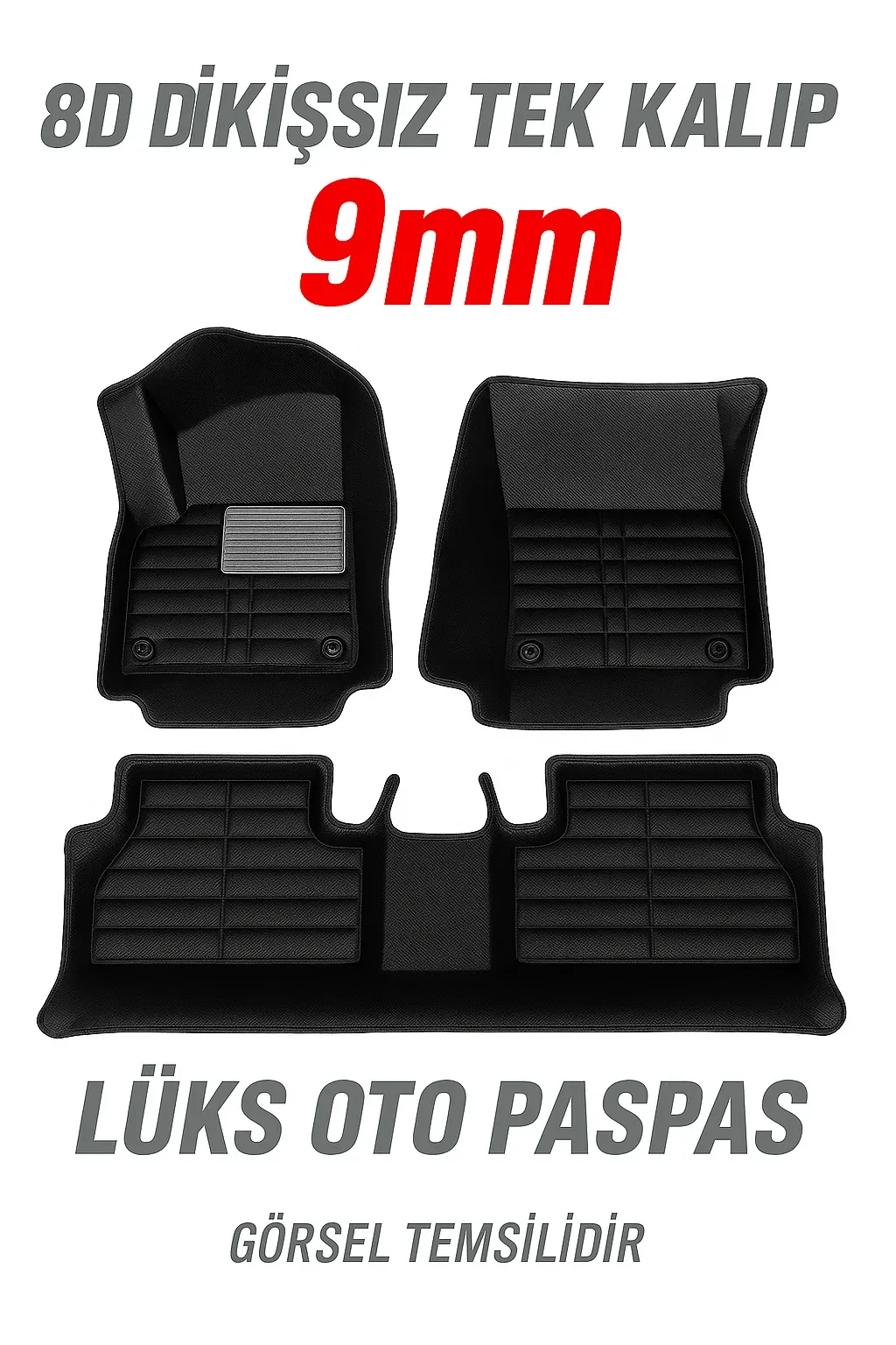 Renault Symbol 3. Nesil 2013-2021 Joy ve Touch Paket 8D Dikişsiz Tek Kalıp 9mm Lüks Oto Paspas