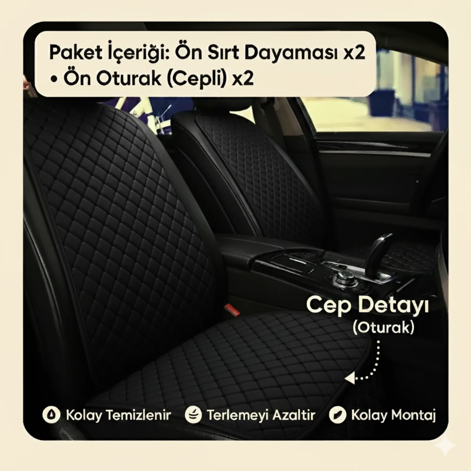 Renault Twingo 1993-2012 Uyumlu Kumaş Oto Koltuk Minderi Ergonomik Kapitone 2'li Siyah
