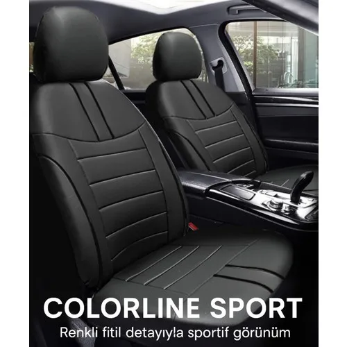 Renault Twingo (2006 Öncesi) 1993–2006 Colorline Sport Serisi Deri Siyah Koltuk Kılıfı