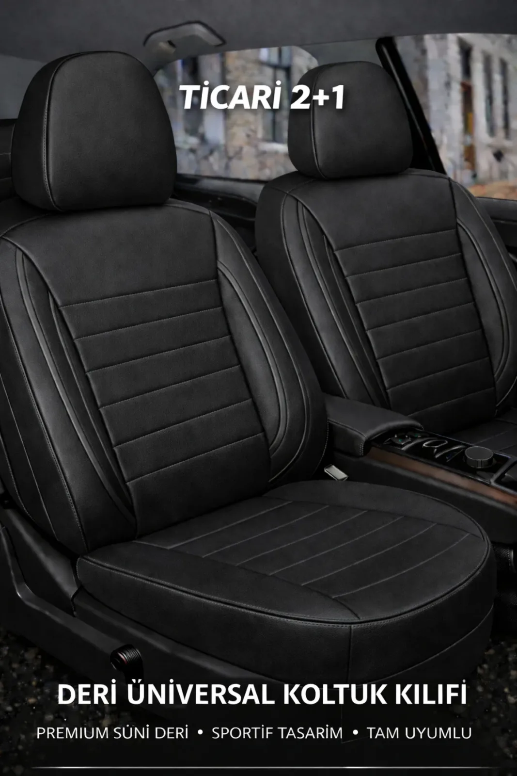 Ssangyong Rexton 2006-2017 2+1 Uyumlu Deri Koltuk Kılıfı Jetdrive Serisi Siyah Mavi