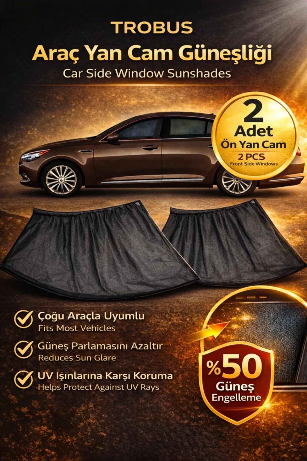 Suzuki Celerio 2014 Ve Sonrası Hatchback Uyumlu Yan Cam Güneşliği Ön veya Arka