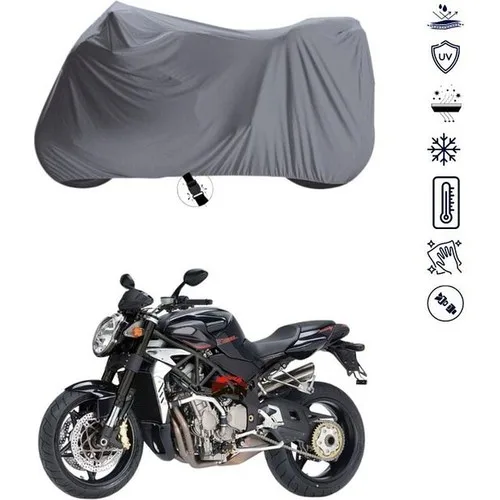 Tegin ACC | Mv Agusta Brutale 1078RR Bağlantı Tokalı Uyumlu Solarblock Uyumlu Motosiklet Brandası | Su Geçirmez, %99 UV, Yansıtıcı Gümüş Üst, 360° Lastikli, Taşıma Çantalı