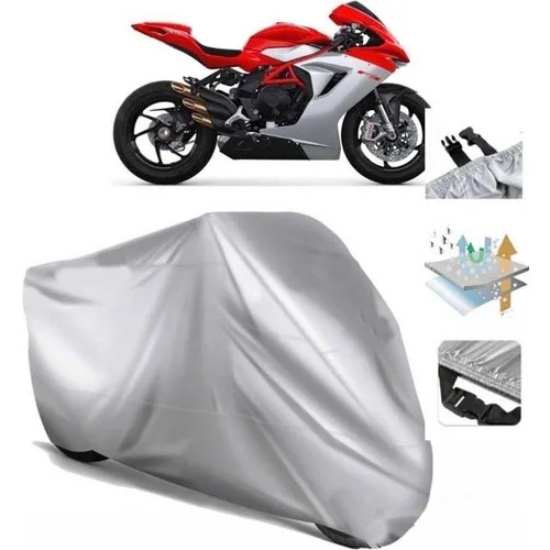 Tegin ACC | Mv Agusta F3 (Bağlantı Tokalı) Uyumlu Solarblock Prime Uyumlu Motosiklet Brandası | Su Geçirmez, %99 UV, Yansıtıcı Gümüş Üst, 360° Lastikli, Taşıma Çantalı