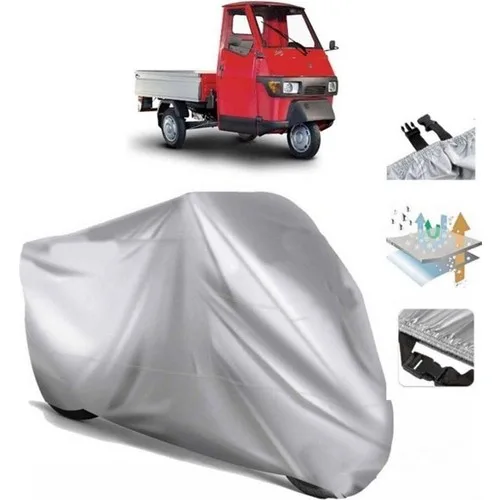 Tegin ACC | Piaggio Ape 50 Arka Çanta (Bağlantı Tokalı) Uyumlu Solarblock Prime Uyumlu Motosiklet Brandası | Su Geçirmez, %99 UV, Yansıtıcı Gümüş Üst