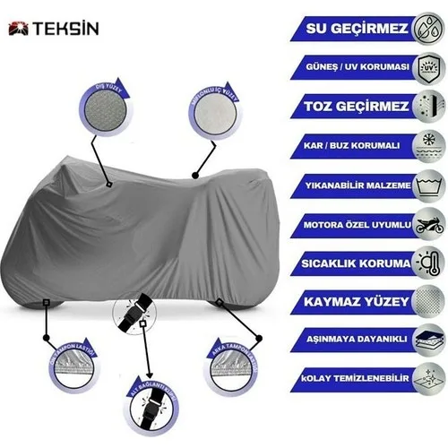 Tegin ACC | Piaggio X-Evo 250 Bağlantı Tokalı Uyumlu Solarblock Prime Uyumlu Motosiklet Brandası | Su Geçirmez, %99 UV, Yansıtıcı Gümüş Üst, 360° Lastikli, Taşıma Çantalı