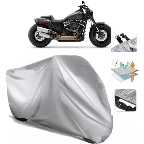 Tegin ACC | Softail Fat Bob (Bağlantı Tokalı) Uyumlu Solarblock Prime Uyumlu Motosiklet Brandası | Su Geçirmez, %99 UV, Yansıtıcı Gümüş Üst, 360° Lastikli, Taşıma Çantalı