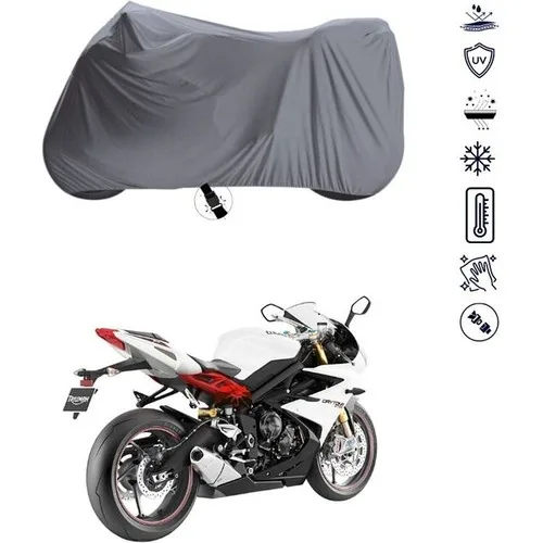Tegin ACC | Triumph Daytona 675 R Bağlantı Tokalı Uyumlu Solarblock Prime Uyumlu Motosiklet Brandası | Su Geçirmez, %99 UV, Yansıtıcı Gümüş Üst, 360° Lastikli, Taşıma Çantalı