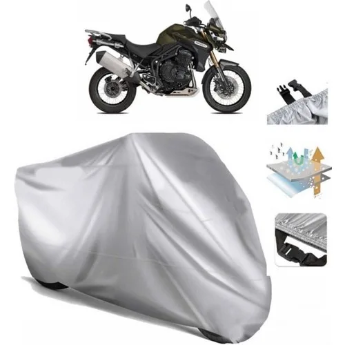 Tegin ACC | Triumph Tiger Explorer Xc Arka Çanta (Bağlantı Tokalı) Uyumlu Solarblock Uyumlu Motosiklet Brandası | Su Geçirmez, %99 UV, Yansıtıcı Gümüş Üst