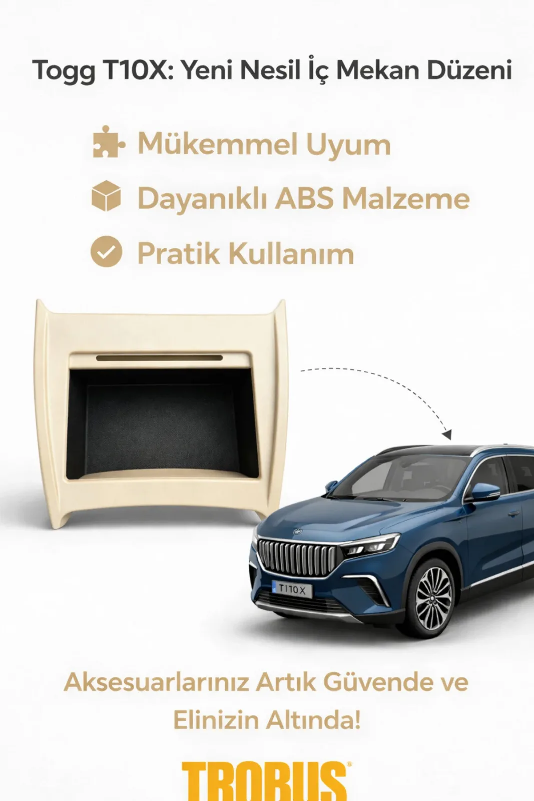 Togg T10X Ön Konsol Ara Saklama Kutusu: Kusursuz Düzen ve Ekstra Fonksiyonellik