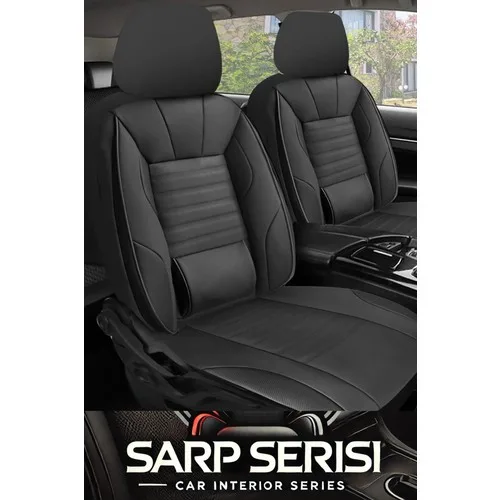Toyota Auris 2008-2012 Sarp Serisi Oto Koltuk Kılıfı 5’li Set – Airbag & Kolçak Uyumlu, 3 Katman, Deri+Lakost Siyah
