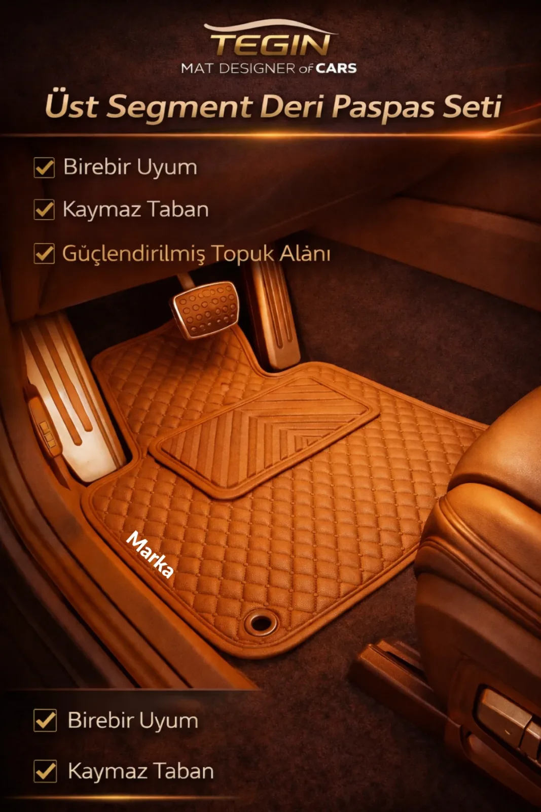 Toyota GT86 2012 ve Sonrası Spor Coupe Premium Deri Paspas Siyah Deri Taba Kenar
