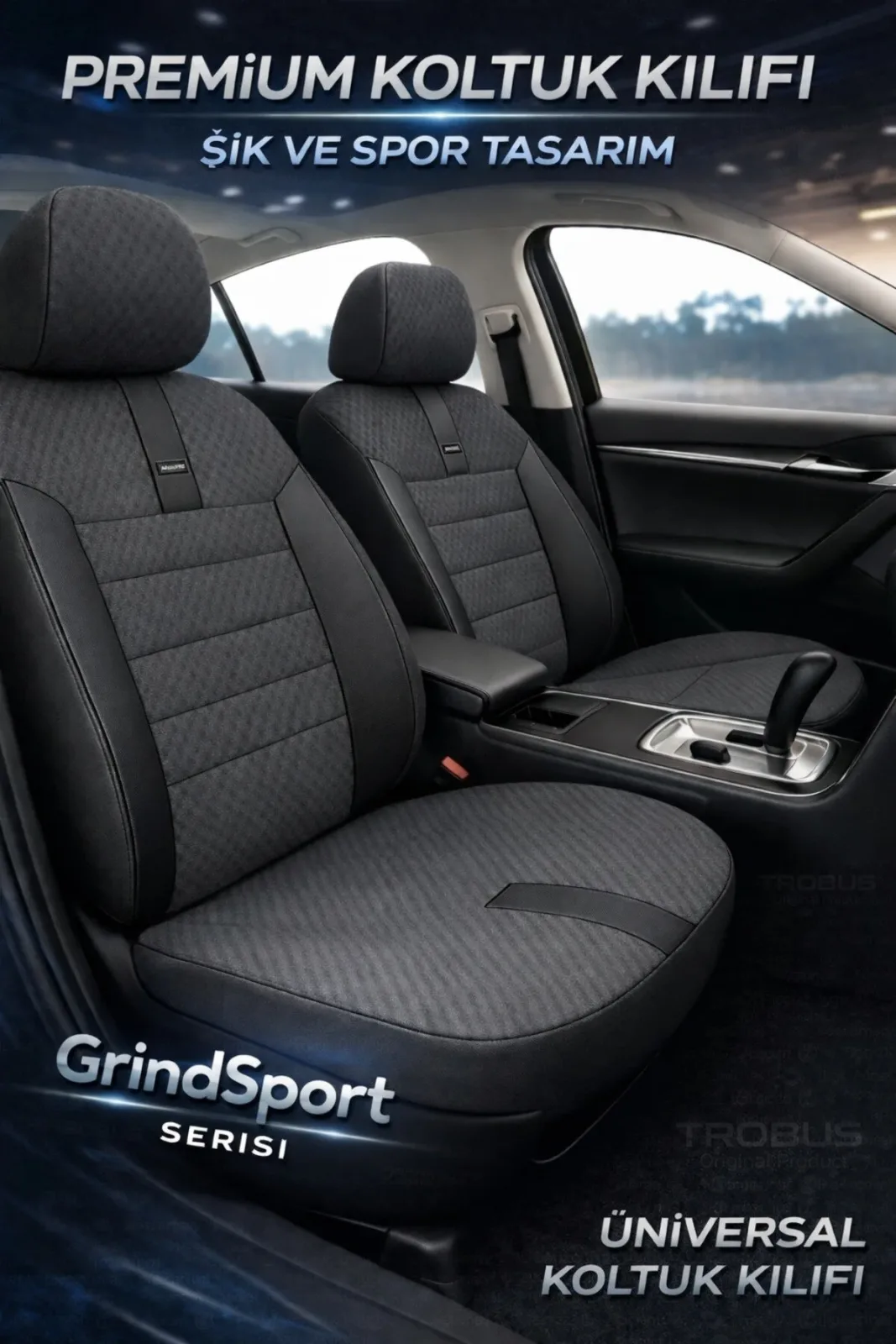 Üniversal Vira Gripdsport Deri Oto Koltuk Kılıfı Seti – Siyah Kırmızı