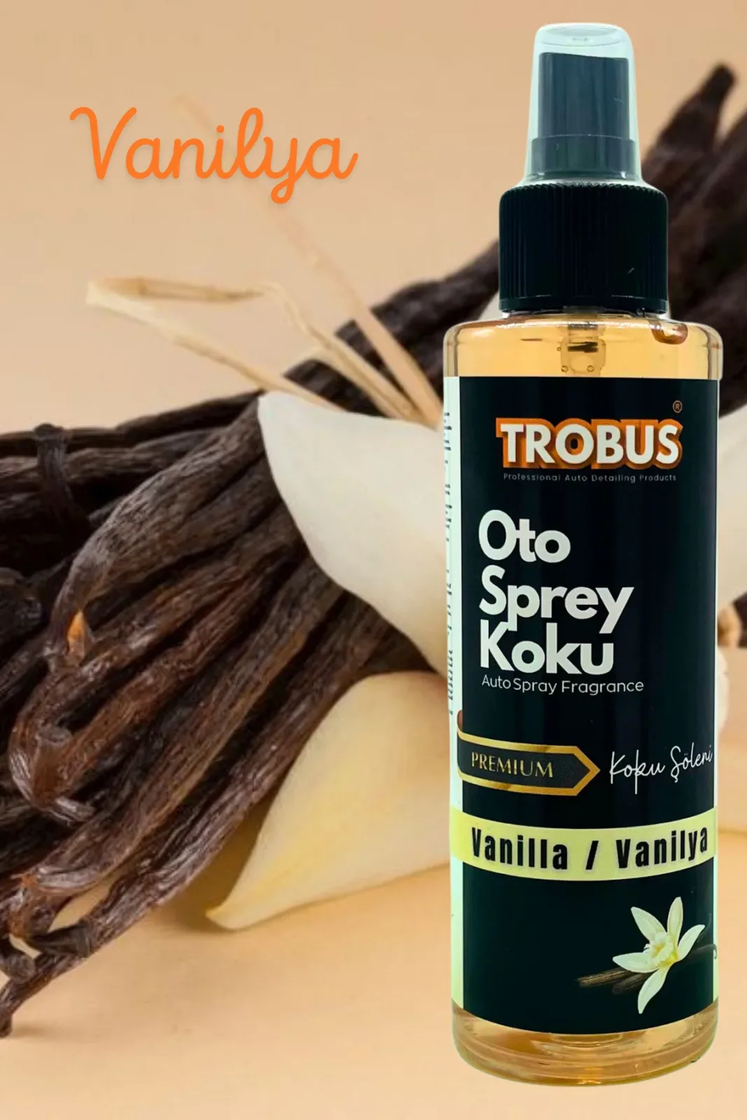 Vanilla/Vanilya Oto Sprey Koku - Premium Yumuşak ve Sıcak Ferahlık (150 ml)