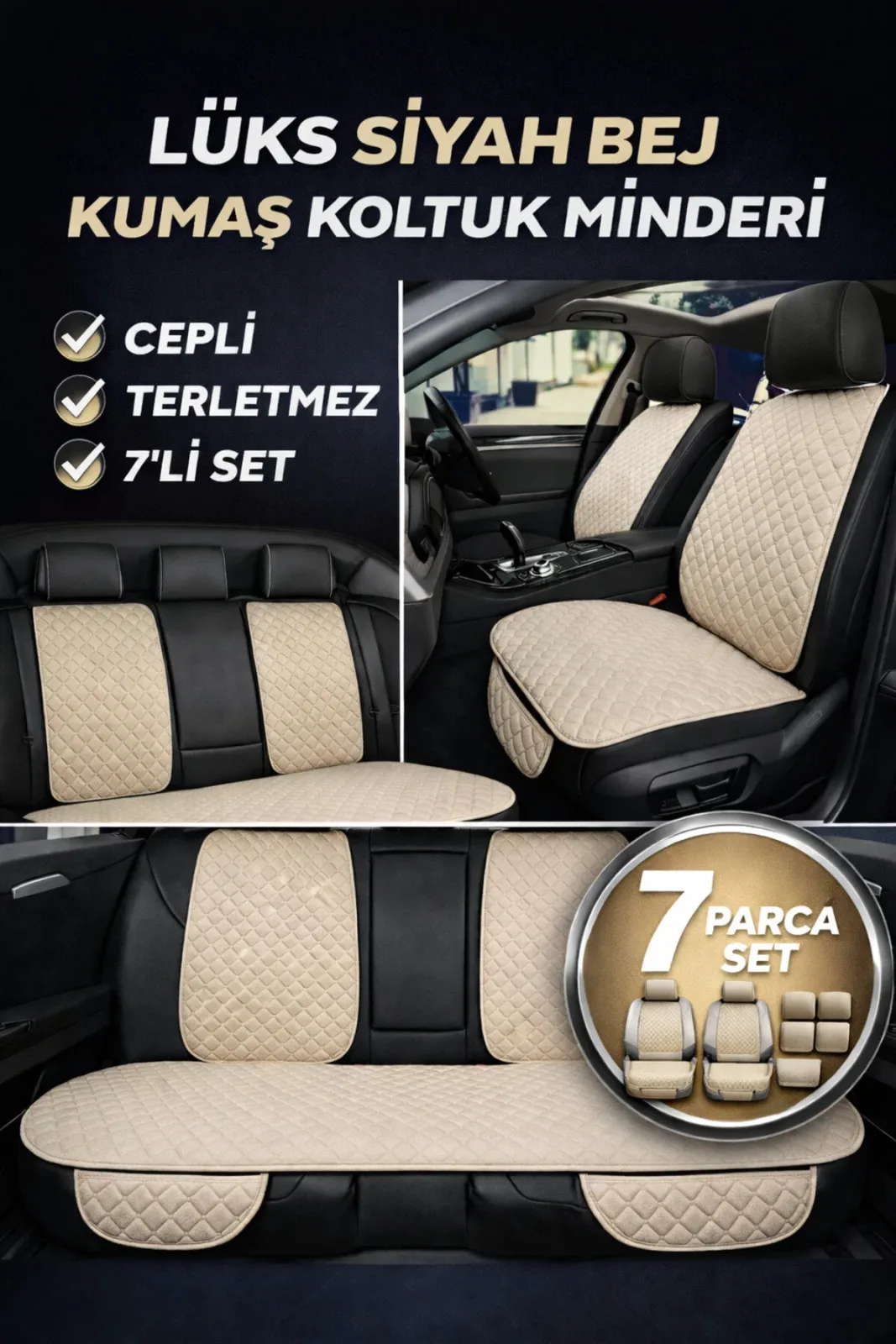 Volkswagen Golf 6 Conforline-Hidline 2008–2012 Uyumlu Kumaş Koltuk Minderi Kapitone Desen Terletmez