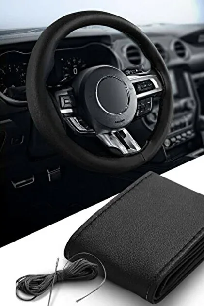 Subaru Impreza 1992-2000 Siyah Deri Siyah İp Direksiyon Kılıfı