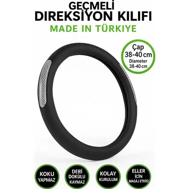 Hyundai Santa Fe 2001-2006 Geçmeli Direksiyon Kılıfı Delikli Siyah Gümüş Deri