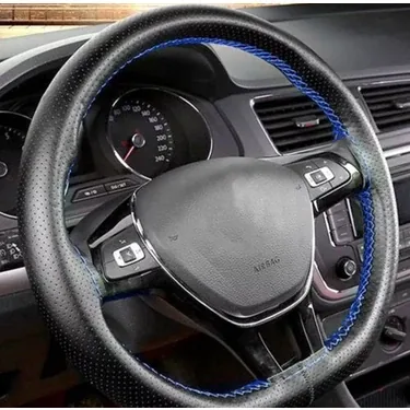 Peugeot 3008 2008 2017 Siyah Vinil Mavi İp Direksiyon Kılıfı — alternatif görsel