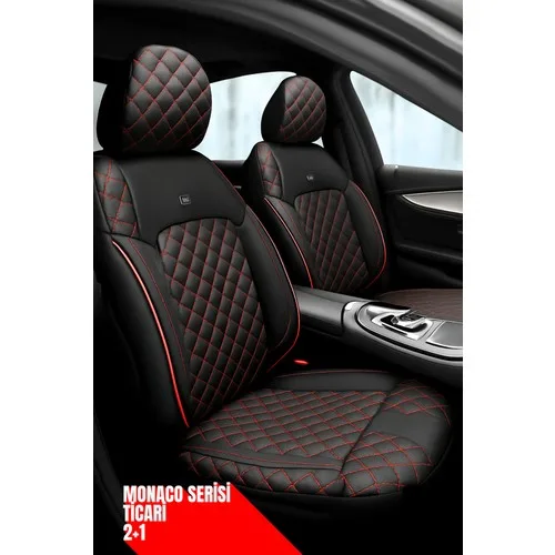 Fiat Linea 2013 – Ticari Araç 2+1 Uyumlu Monaco Serisi Eviza Koltuk Kılıfı – Siyah/kırmızı, Kolay Montaj