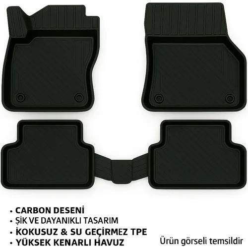 Seat Tarraco 2019 Carbon Desen Havuzlu Paspas | Kaymaz & Koku Yapmaz