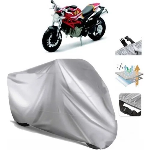 Tegin ACC | Ducati Monster 796 Arka Çanta (Bağlantı Tokalı) Uyumlu Solarblock Prime Uyumlu Motosiklet Brandası | Su Geçirmez, %99 UV, Yansıtıcı Gümüş Üst