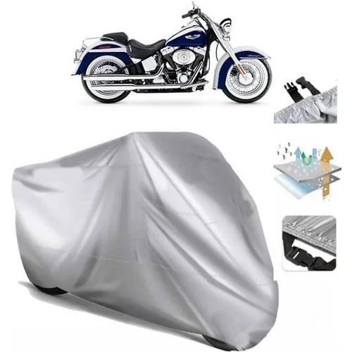 Tegin ACC | Softail Deluxe Flstnı Arka Çanta (Bağlantı Tokalı) Uyumlu Solarblock Uyumlu Motosiklet Brandası | Su Geçirmez, %99 UV, Yansıtıcı Gümüş Üst