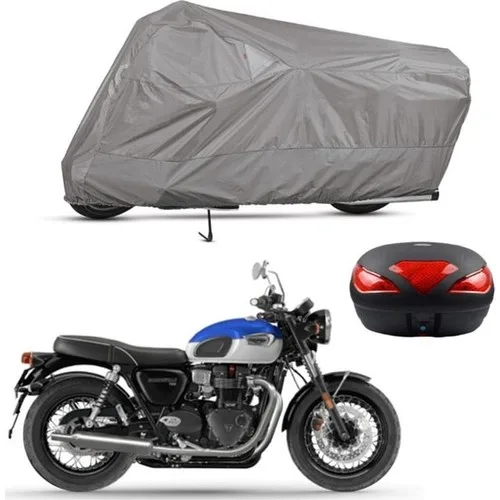 Tegin ACC | Triumph Bonneville T100 Arka Çanta Bağlantı Tokalı Uyumlu Solarblock Uyumlu Motosiklet Brandası | Su Geçirmez, %99 UV, Yansıtıcı Gümüş Üst