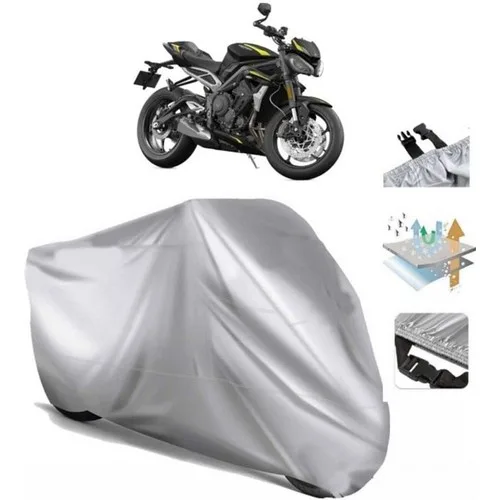 Tegin ACC | Triumph Street Triple (Bağlantı Tokalı) Uyumlu Solarblock Prime Uyumlu Motosiklet Brandası | Su Geçirmez, %99 UV, Yansıtıcı Gümüş Üst, 360° Lastikli, Taşıma Çantalı
