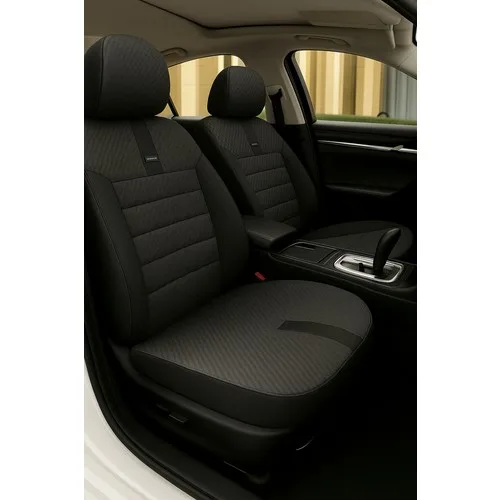 Trobus Dacia Logan 2004–2012 – Vira Gripdsport Serisi Deri Detaylı Standart100 Sertifikalı Araç Koltuk Kılıfı Seti Siyah